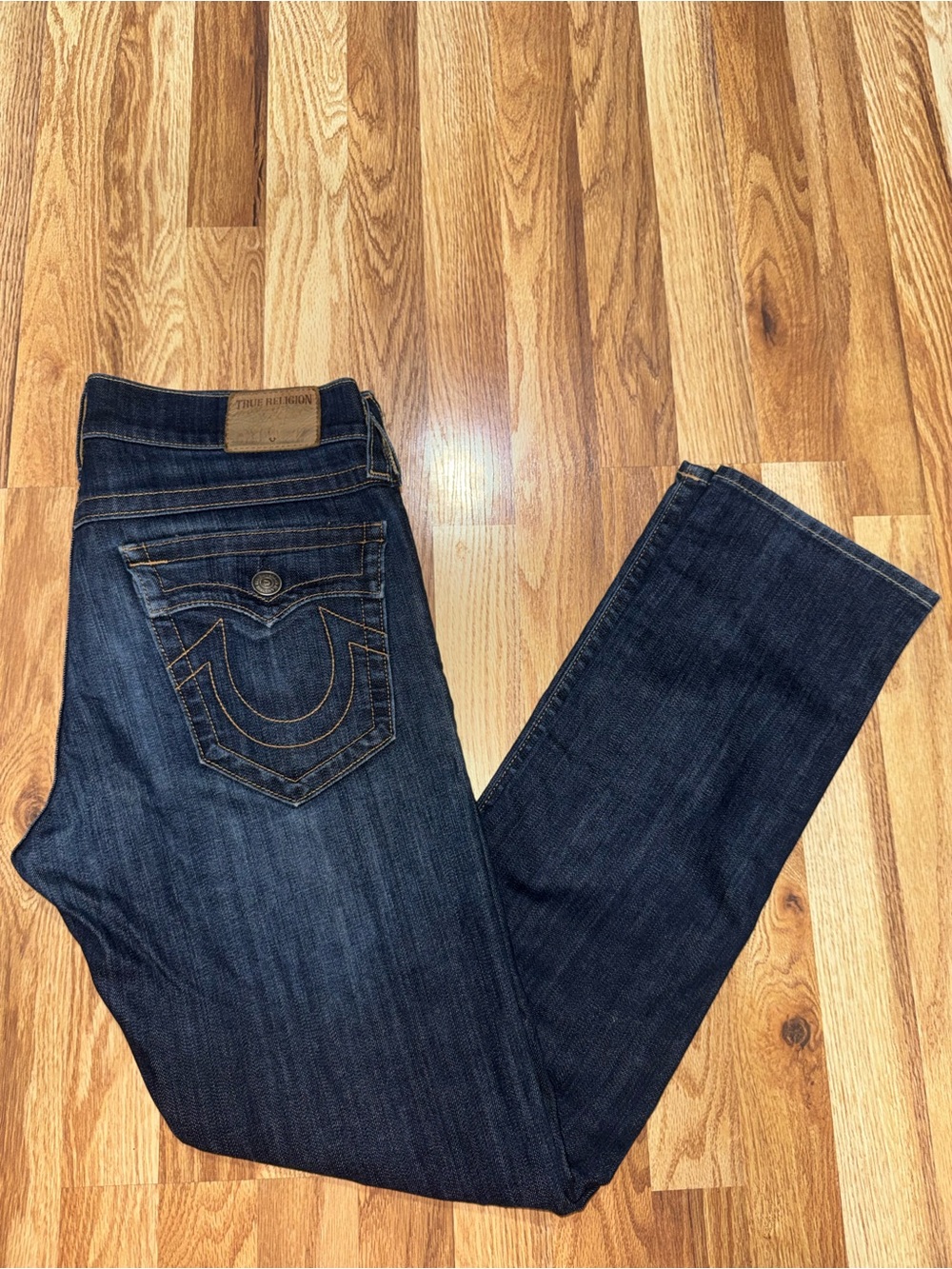 True Religion Men’s Geno Relaxed Slim Jeans Dark Wash Denim Size 31